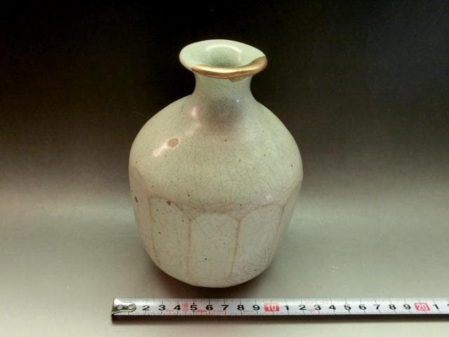 花瓶■李朝白磁貫入面取瓶 金継ぎ直し 花器 古玩 唐物 中国 時代物 骨董品■