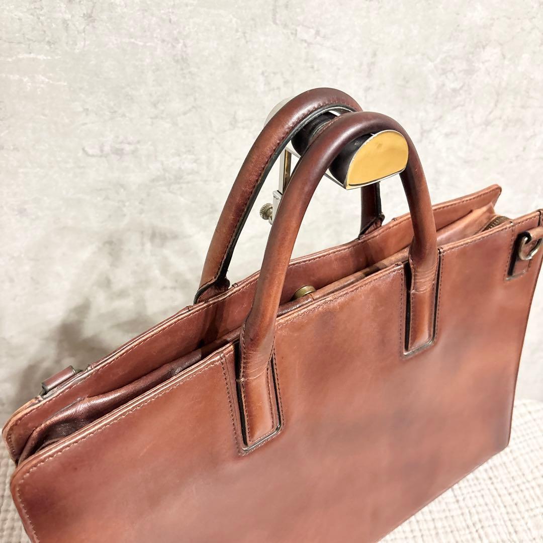 マザーハウス ビジネスバッグ 2way アンティーク レザー ブラウン