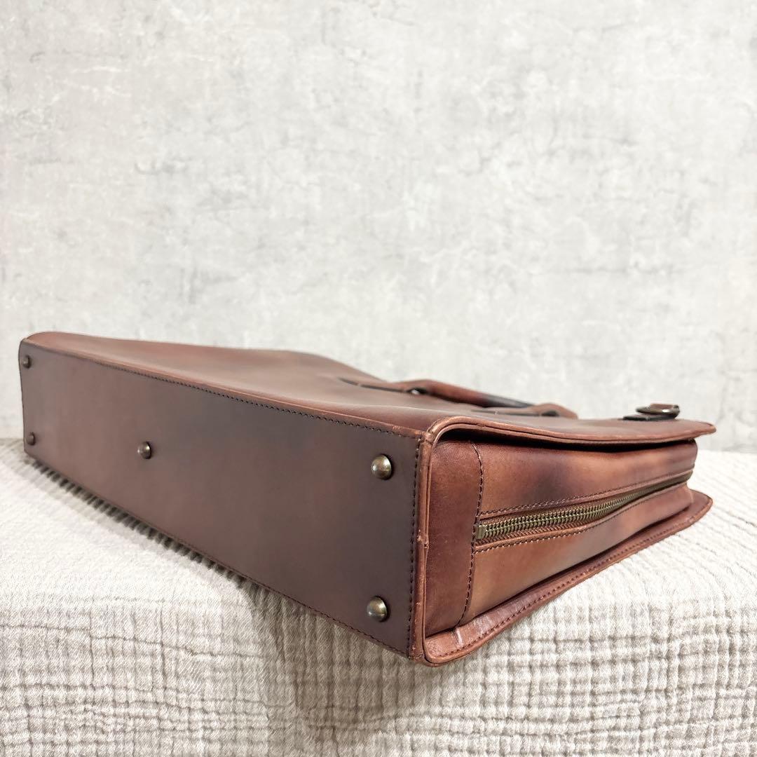 マザーハウス ビジネスバッグ 2way アンティーク レザー ブラウン