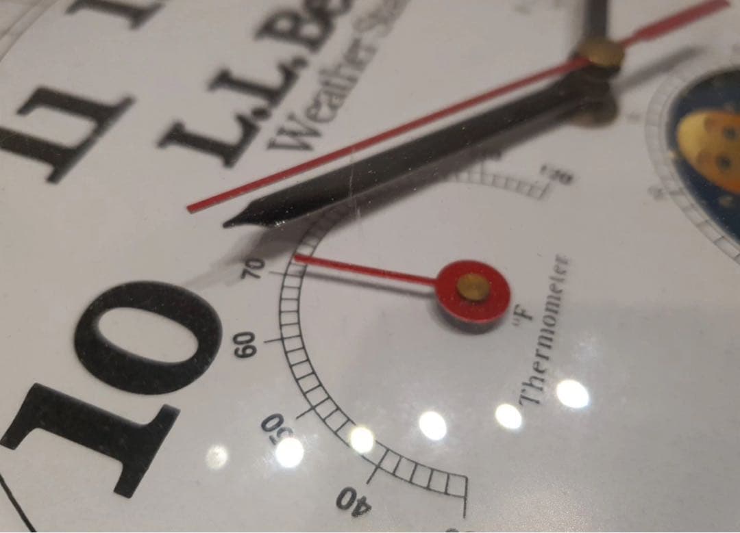 #129 LLBean エルエルビーン 掛け時計 ムーンフェイズ 湿度計 木製枠