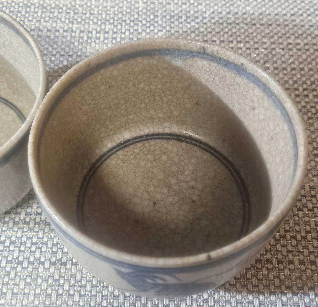 名品❗】17〜18世紀 中国古陶磁器 南方系 古安南 安南染付 茶碗 向付2