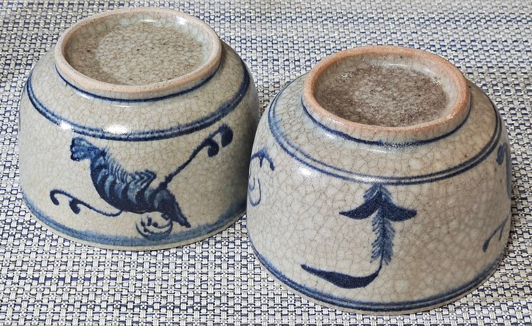 名品❗】17〜18世紀 中国古陶磁器 南方系 古安南 安南染付 茶碗 向付2