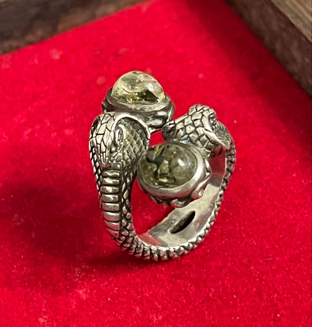 bizarre ビザール　コブラ　リング　蛇 グリーンアンバー　13号