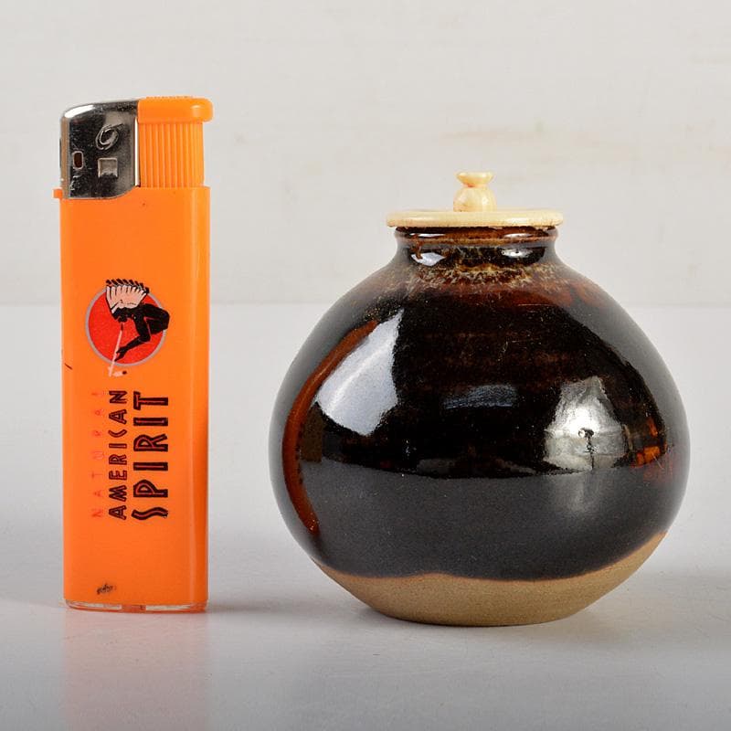 茶道具 桶谷定一作 内海茶入 共箱 V 6691