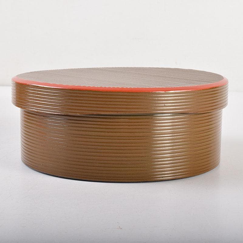 漆匠　川端近左造　青漆糸目丸菓子器　共箱　N　7044