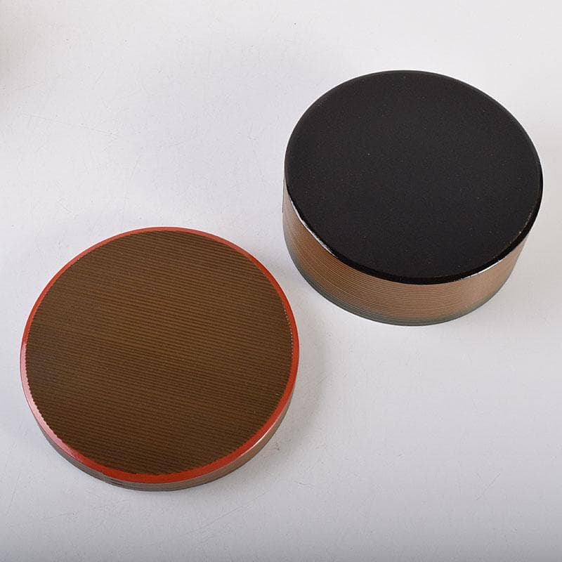 漆匠　川端近左造　青漆糸目丸菓子器　共箱　N　7044