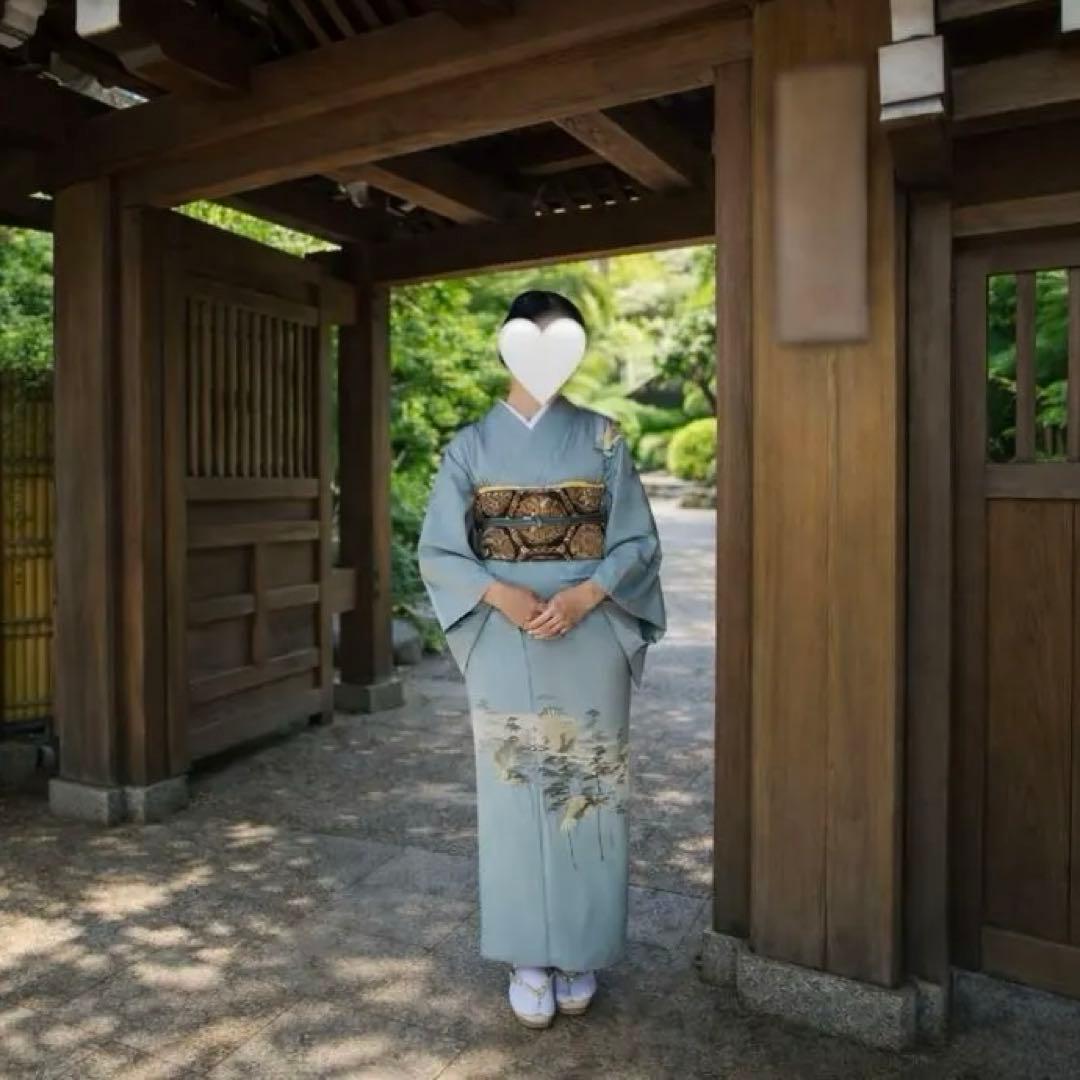 k*e様 【上質付け下げ】鶴文様・淡青グレー／美品／身丈165 裄68／品のある 上質付け下げ】鶴文様・淡青グレー／美品／身丈165 裄68／上品 - メルカリ