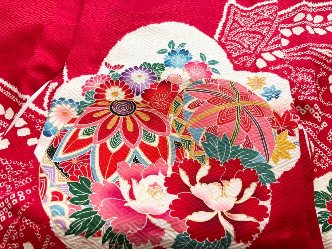 ★みみ★ 七五三　正絹　3歳　絞り　総絞り　被布　一つ身　フルセット　毱