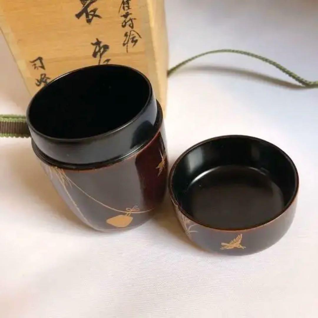 茶入れ 司峰作 稲穂雀蒔絵 茶道具 期間限定割引中 美術品