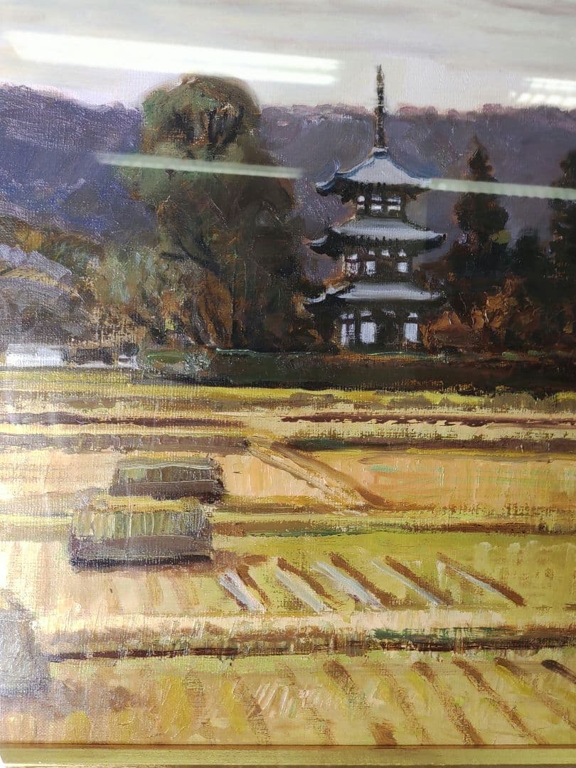 秋元清弘　法輪寺　油彩　額装　F8号　一枚の繪