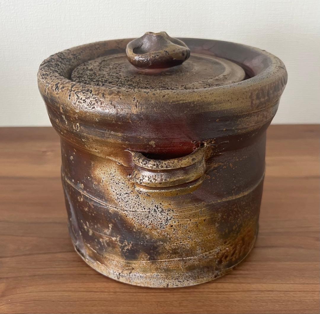 松笠靖彦 備前水指 茶道具 茶道 共箱 共布 備前焼 陶芸