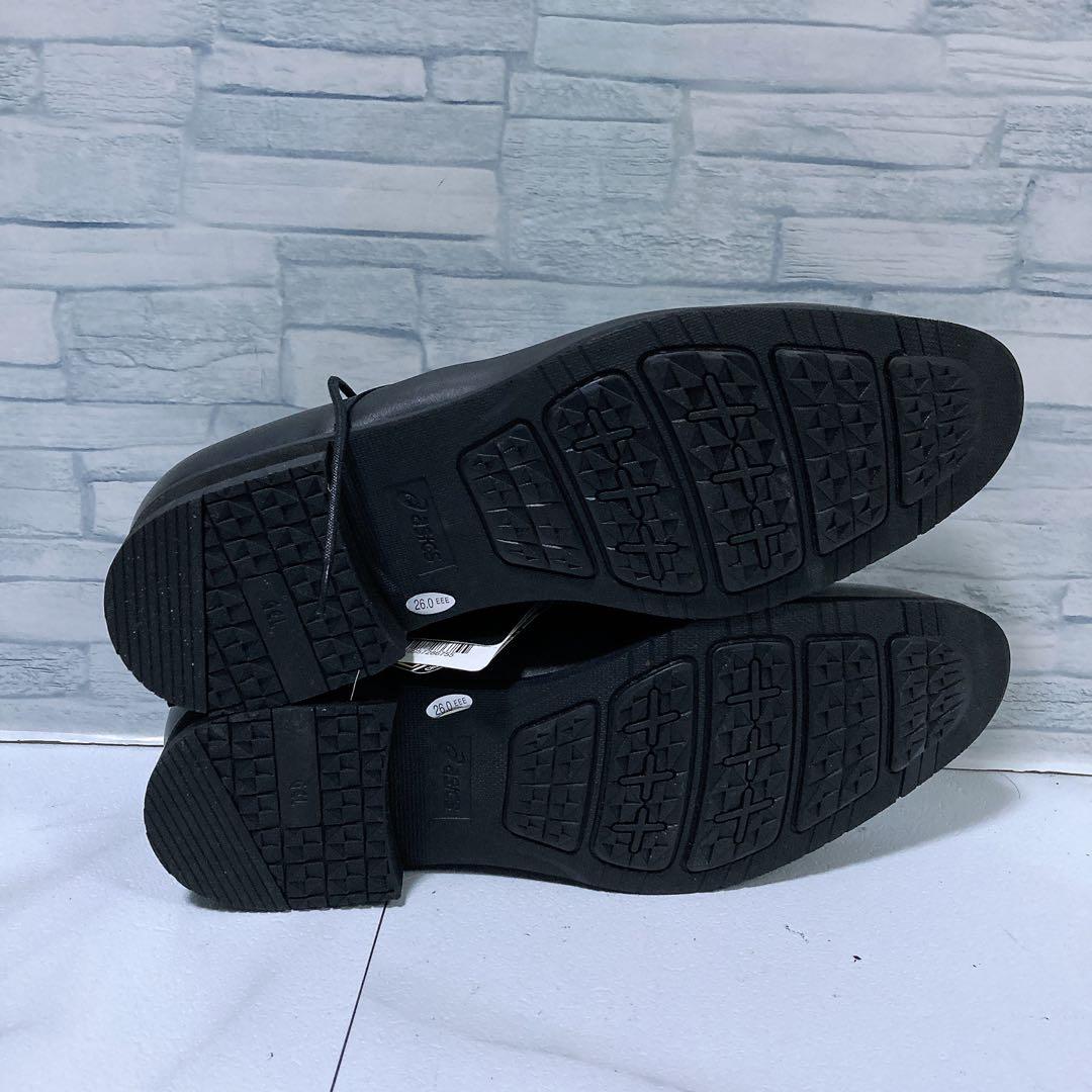 新品タグ アシックスランウォーク ビジネスシューズ ゴアテックス 26 3E 黒