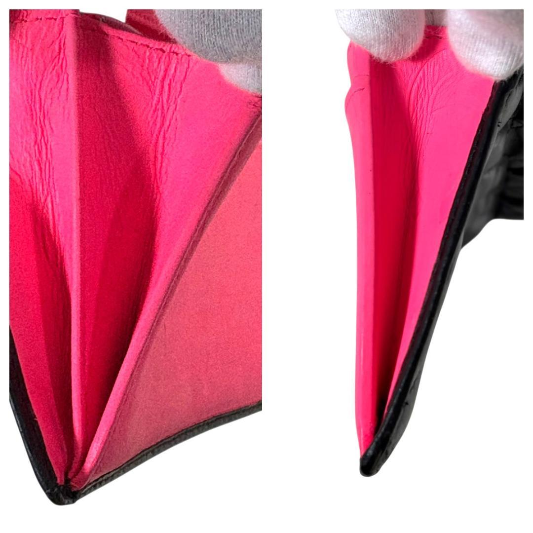 CHANEL シャネル カンボンライン ラムスキン 財布 ブラック ピンク