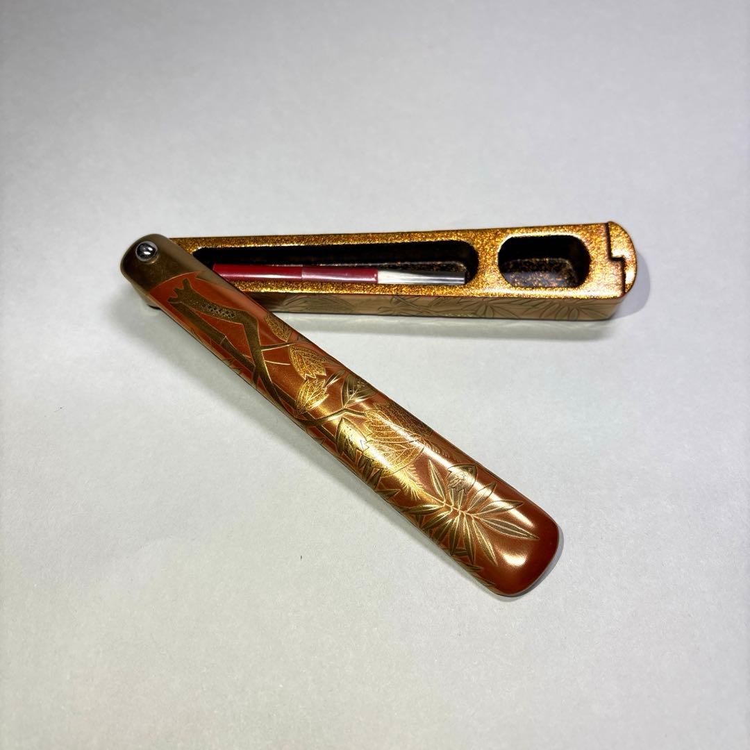 大井好雲斎 桐竹蒔絵矢立香合