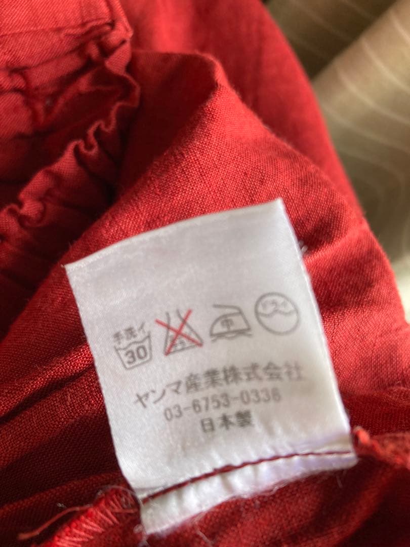 ヤンマ　ヤンマ産業　キュロットパンツ　リネン100% 赤　ガウチョパンツ