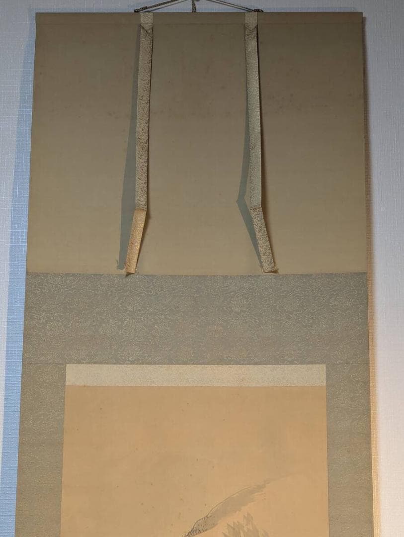 真作】掛軸 川端玉章 柳蔭漁楽図 日本画 帝室技芸員 二重箱入 U29