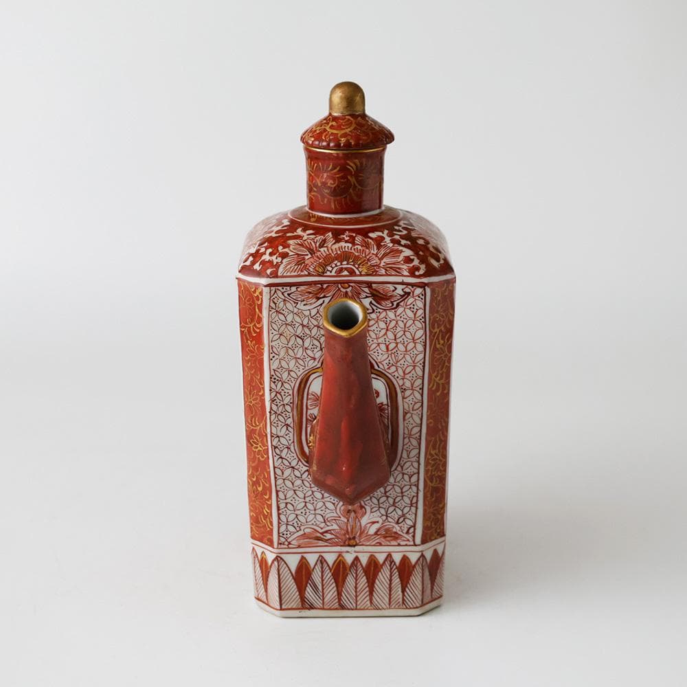 時代年代物 九谷焼 赤絵金彩 唐草 花鳥 楼閣図 水注 - メルカリ