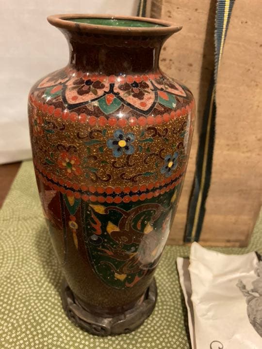 お値下げ】安藤七宝店 龍鳳凰花唐草文有線七宝花瓶