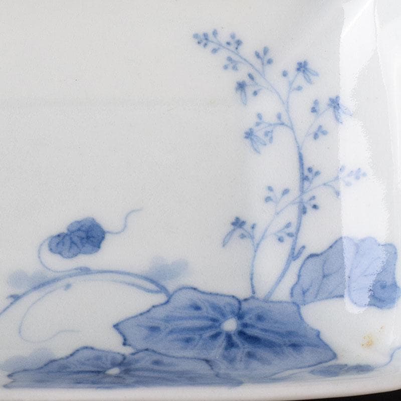 伊万里焼　古伊万里　大川地焼　染付　蓮文　四方向付　五客　時代箱　M　R8185