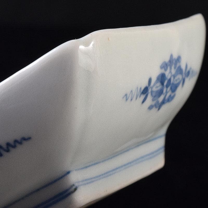 伊万里焼　古伊万里　大川地焼　染付　蓮文　四方向付　五客　時代箱　M　R8185