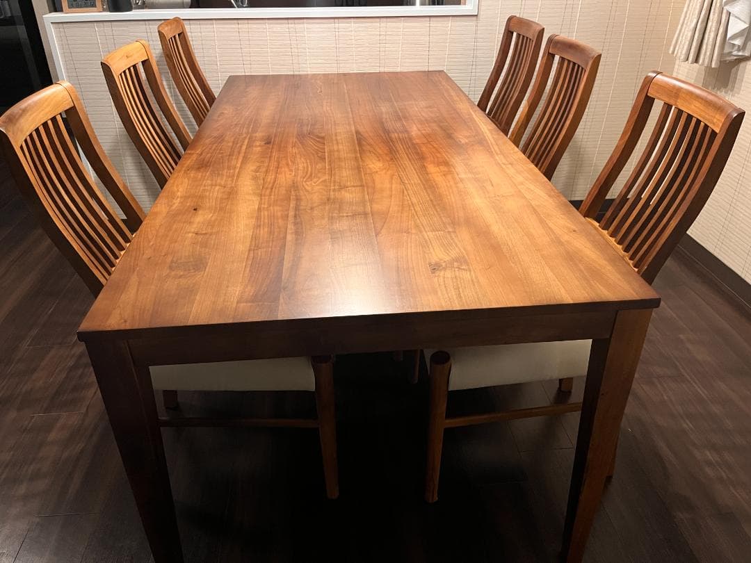 【美品】天然木ダイニングセット（テーブル＋チェア6脚）