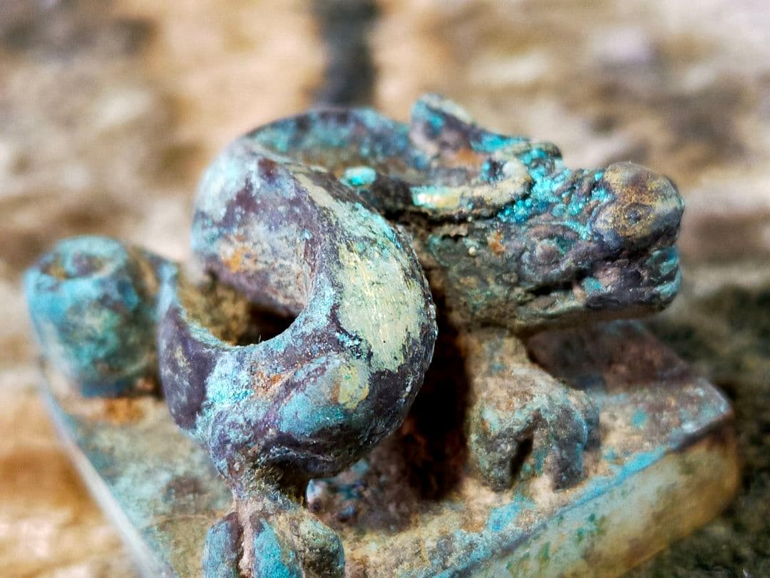 とても古い　中国　印鑑　箱付き　印　龍　はんこ　篆刻　骨董　古玩