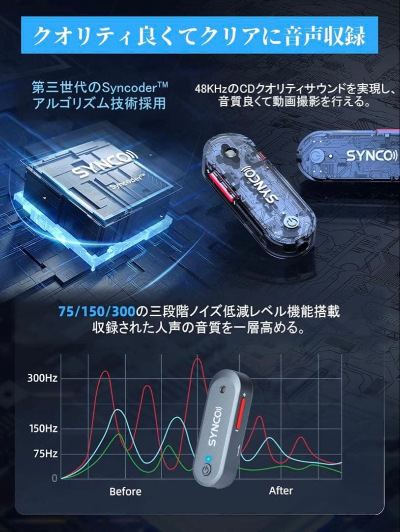 ワイヤレスマイク, SYNCO G3 双方向通信 音量調節 インイヤー音声