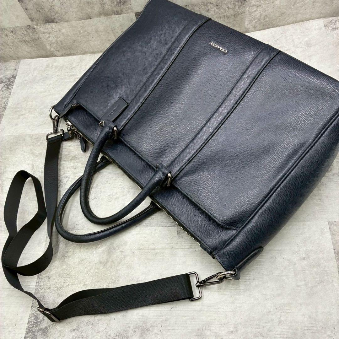 良品 コーチ 2way メトロポリタン ビジネスバッグ ブリーフケース A4 紺