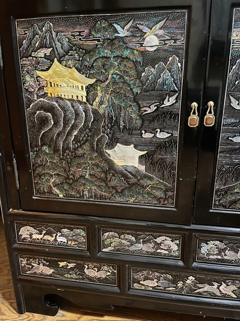 匿名配送・送料無料】アンティーク家具 螺鈿細工 棚