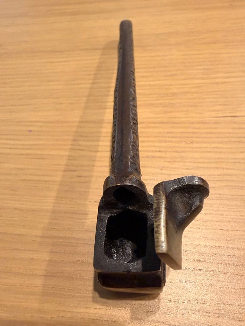 【骨董品】明治時代 龍紋/唐草彫刻 銅製 矢立 携帯用筆記具 アンティークA