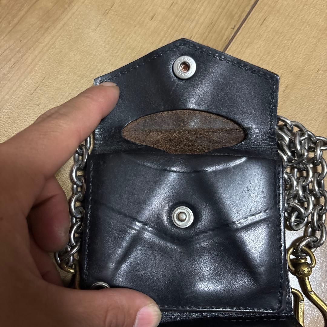 茶芯　ショット　schott 三つ折り財布　ウォレットチェーン　アメカジ　古着