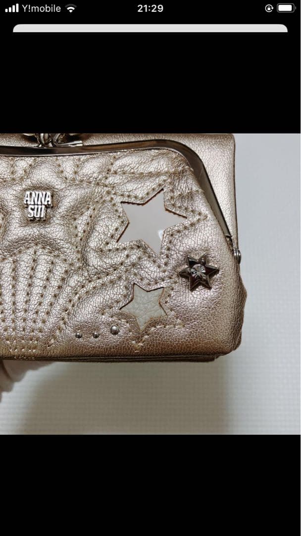 未使用ANNA SUIアナスイ　レザーがま口二つ折り財布　ルシィ　ゴールド