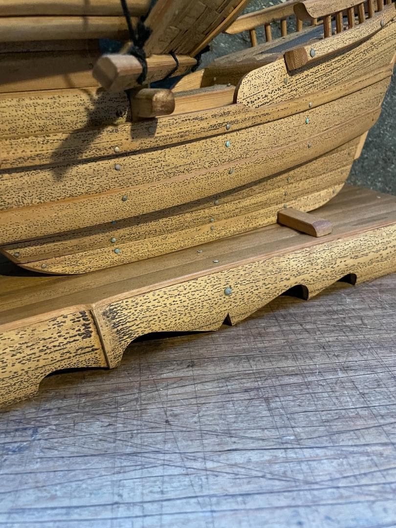 希少 帆船 模型 竹製 木造 宝船 和船 工芸品 舟 置物 ヴィンテージ