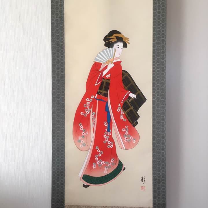 ♦︎掛け軸♦︎ 美人図 ☆真筆証明書付き☆ セール中！
