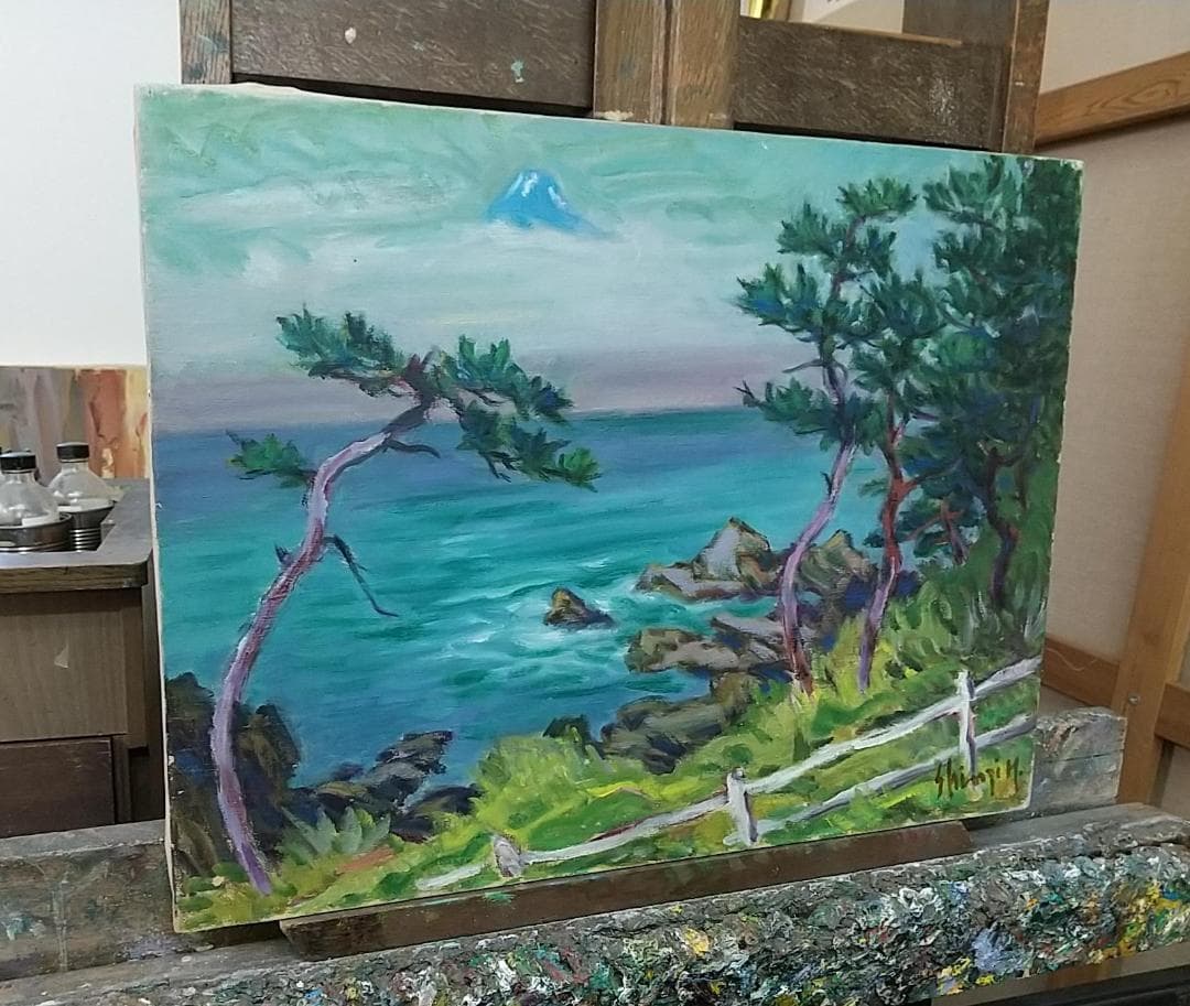 油彩画「荒崎海岸」油絵 絵画 風景画 P10