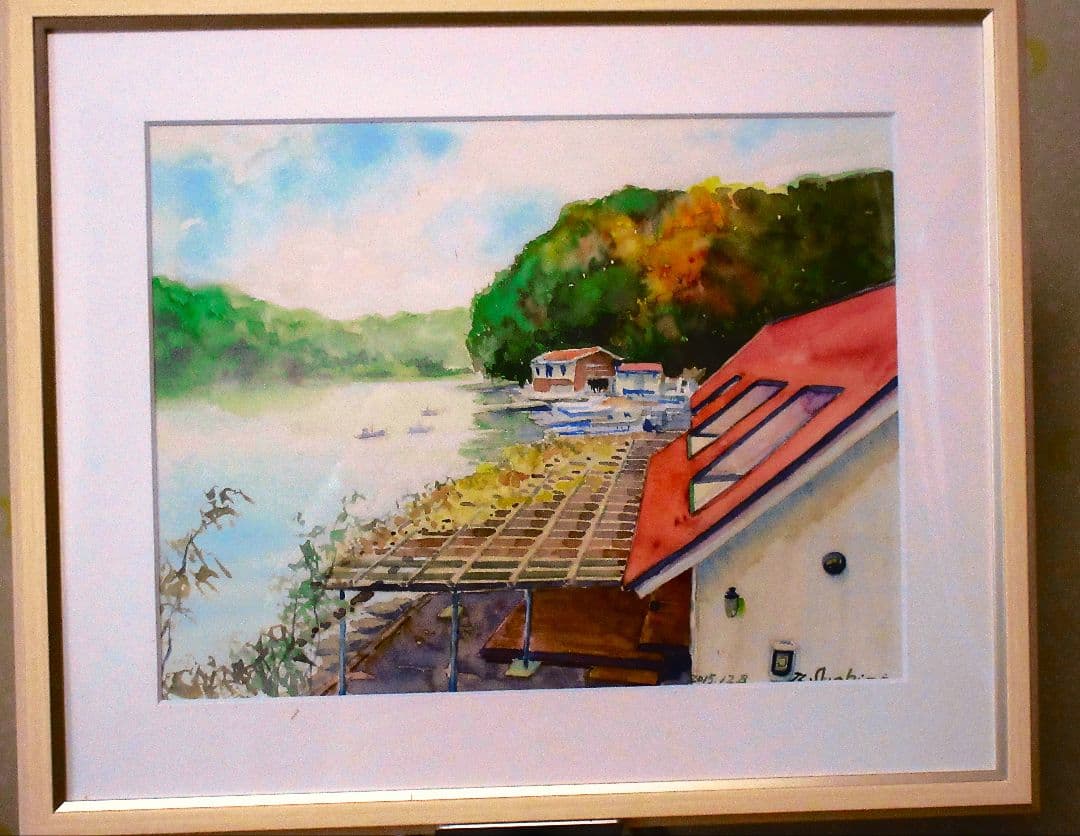 水彩画 風景画 フレーム付き F6サイズ