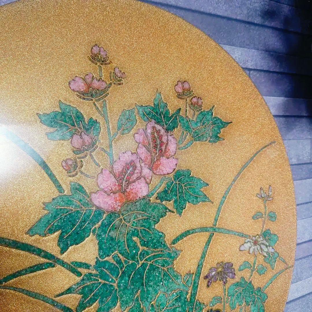 最高級品】 宝石象嵌工芸品 清光光雲 光泉 日本画 国際グランプリ賞 丸