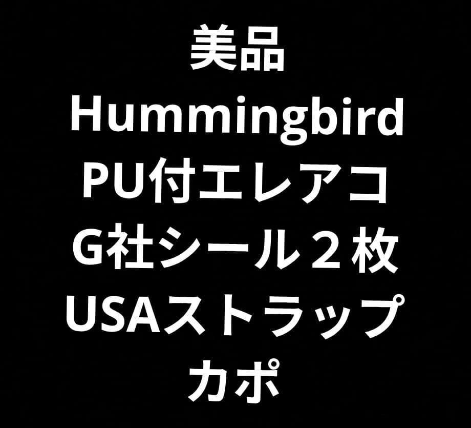 美品 Hummingbird PU付エレアコ G社シール2枚 USAストラップ