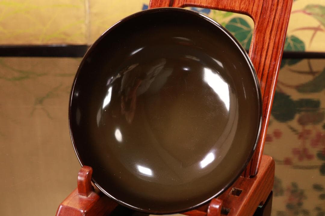 Akiko　輪島塗　図替わり　草花蒔絵　吸物椀　五客　木製　BJ118