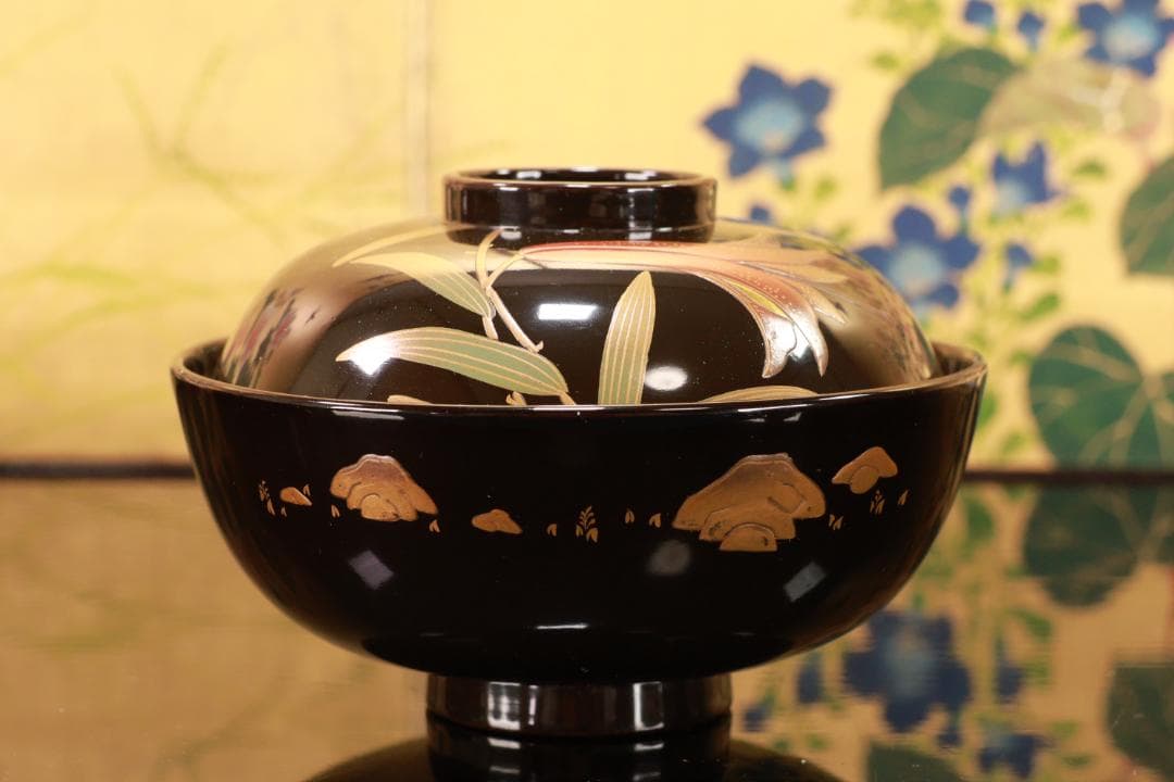 Akiko様専用 輪島塗 図替わり 草花蒔絵 吸物椀 五客 木製 BJ118