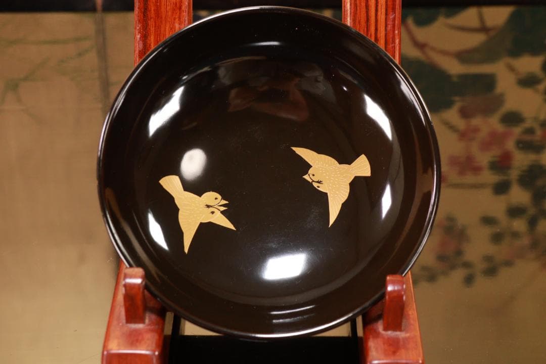 Akiko　輪島塗　図替わり　草花蒔絵　吸物椀　五客　木製　BJ118