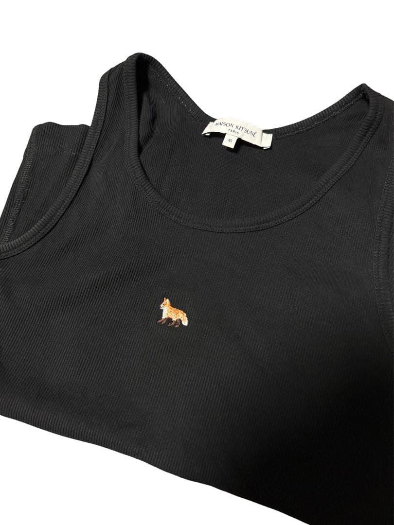 メゾンキツネ リブタンクトップ ブラック XS