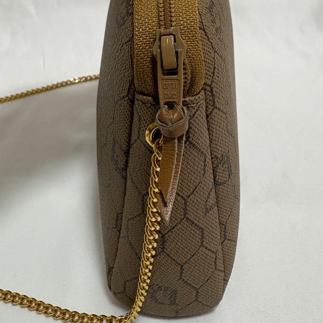 クリスチャンディオール ハニカム柄 総柄 チェーン ショルダーバッグ pvc 茶