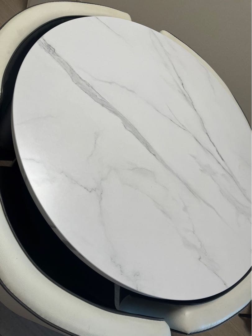 円形　ダイニングテーブル　大理石調　椅子セット