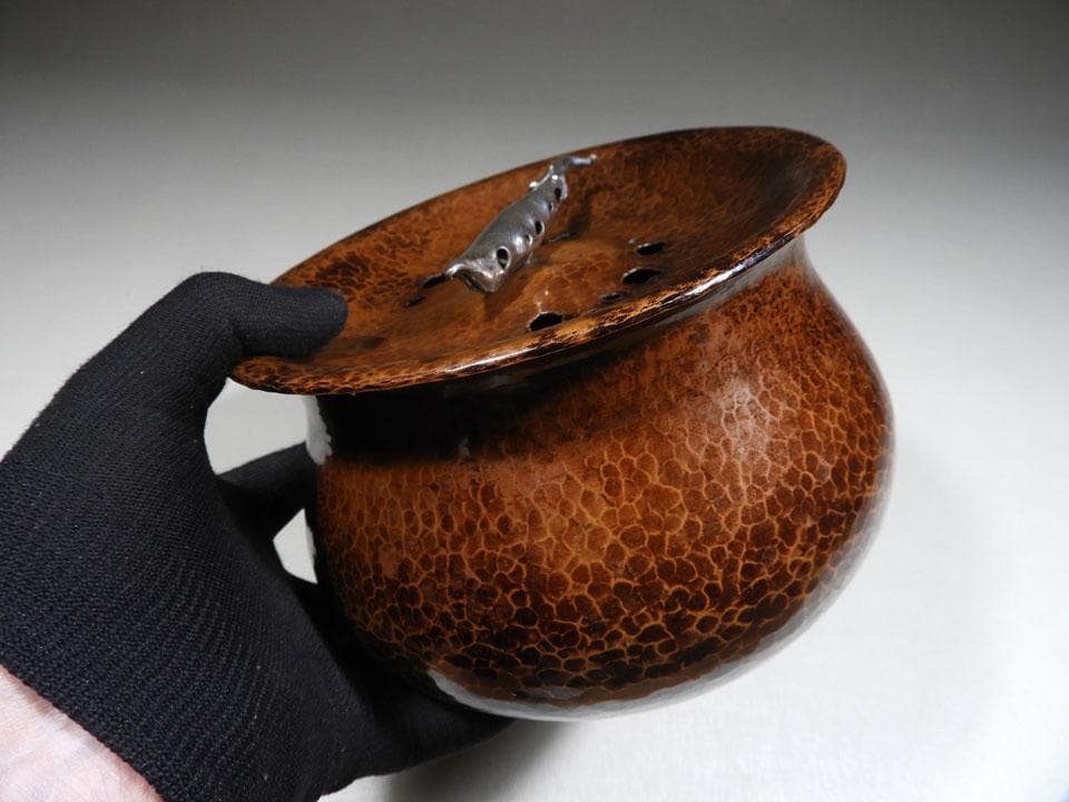 ○清雅堂造 別注一品物 西方正 打上 銅 建水 銀摘 さやえんどう