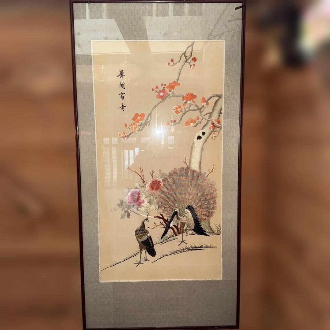 縫い絵 アート 鳥と花 楽天市場】絵画 日本画 額入りアート 花鳥画 「藤花に小鳥」 J4-B014
