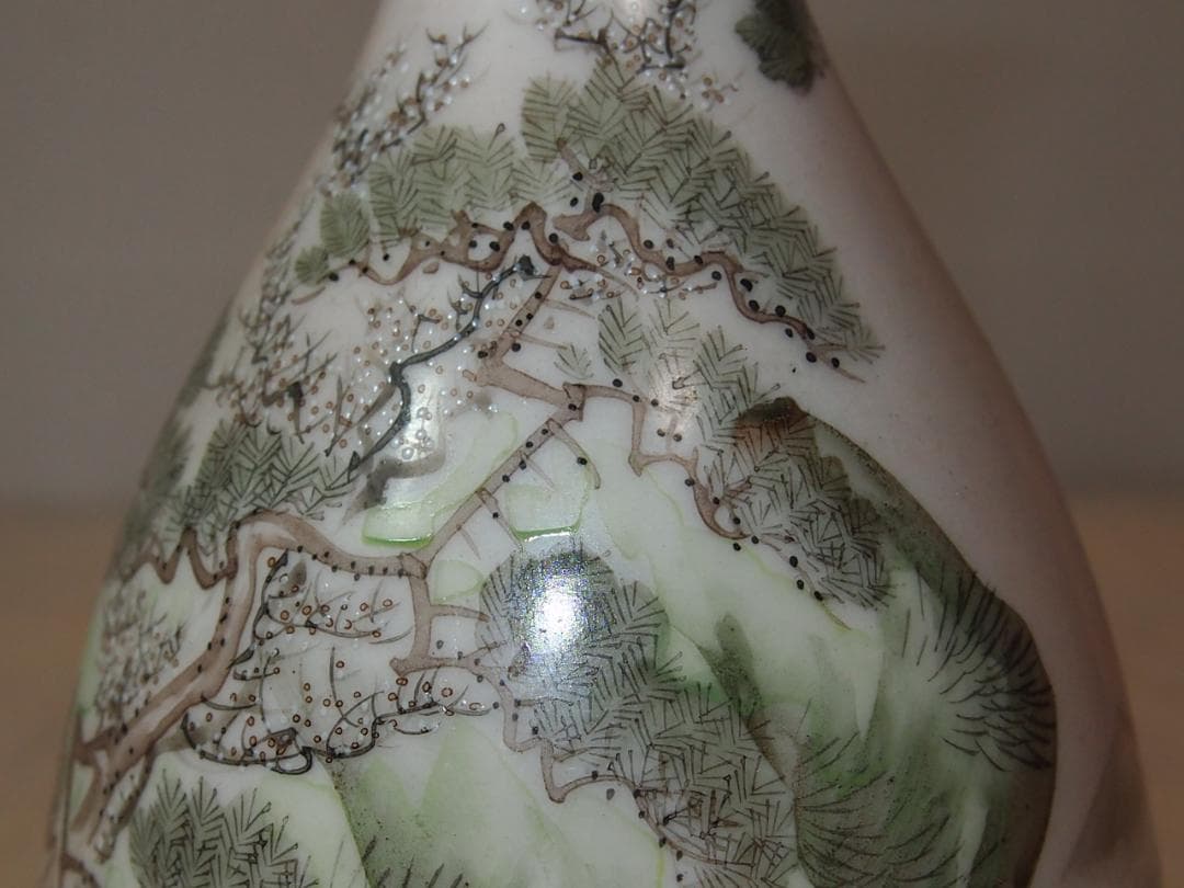 骨董・良品】明治期 九谷焼 於九谷/久香堂 大徳利 10客 山水鶴松