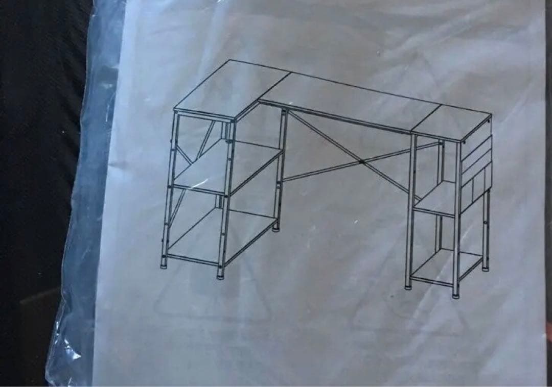 ビンテージ調　130cm L字型木製パソコンデスク