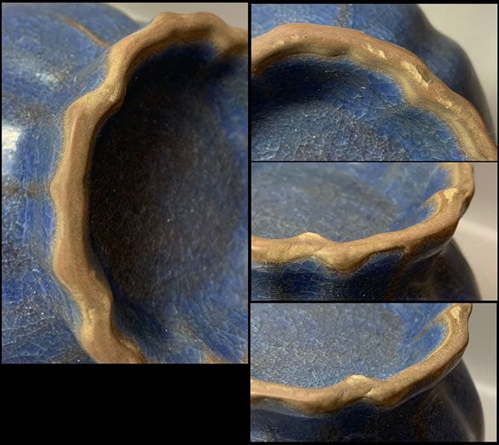 中国 青釉輪花口花入 u6210406