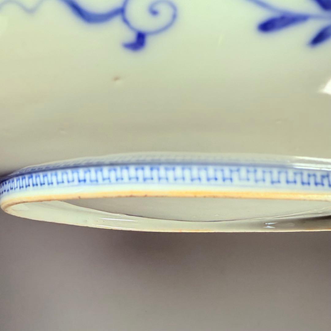 専用出品　明治期　蘭マーク無し「深川製」　赤絵花唐草七寸皿　希少品　深川忠次